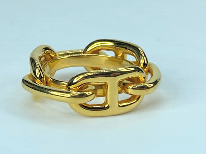 Authentic Hermes Chaine d'Ancre Gold Color Scarf Ring GS430