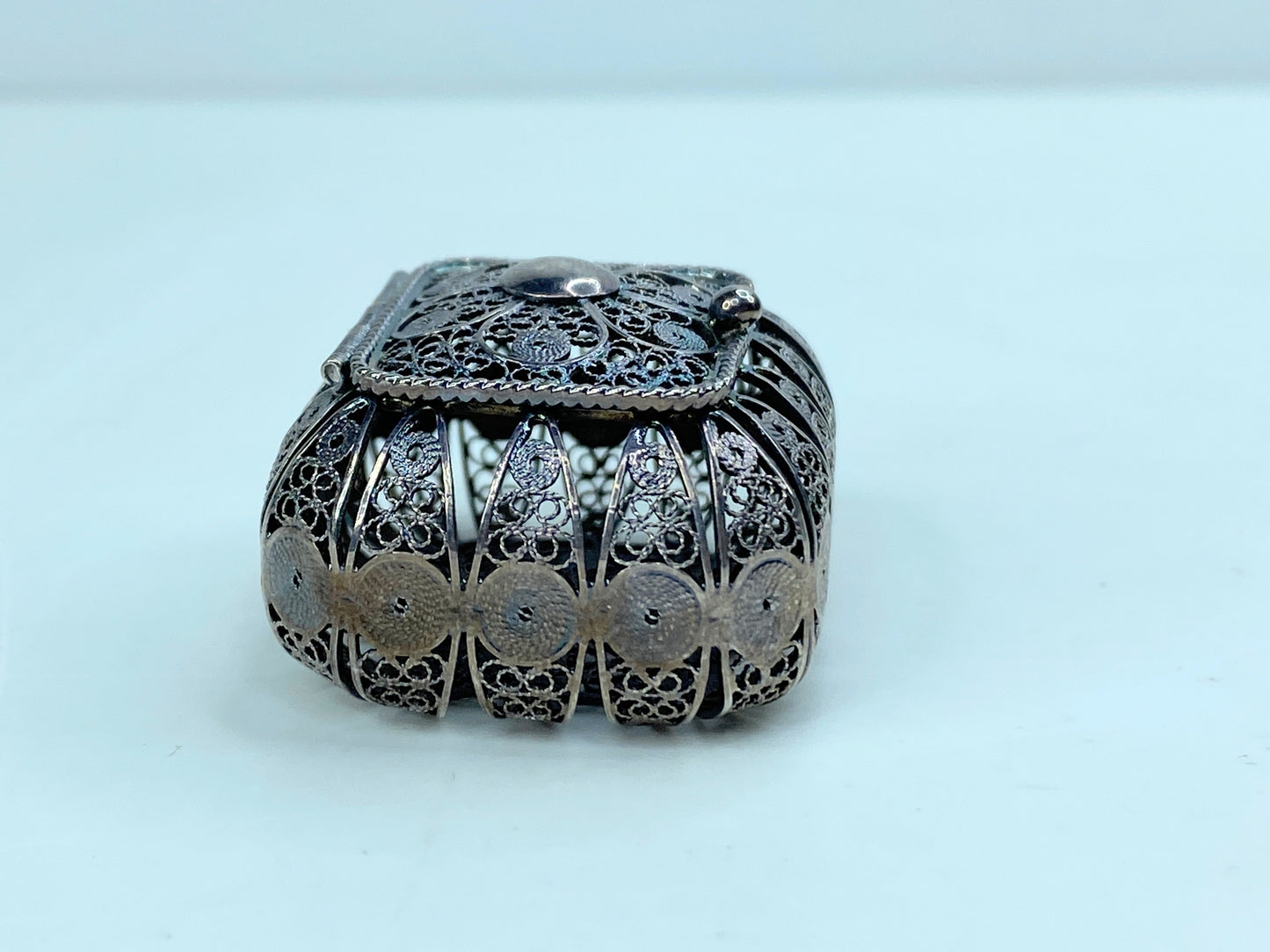 Rosary Box Metal Sterling Silver Christian Religion Souvenir Gift Reliquary SS121