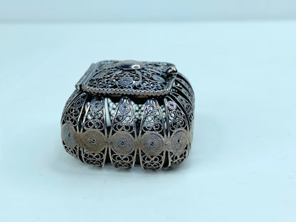 Rosary Box Metal Sterling Silver Christian Religion Souvenir Gift Reliquary SS121