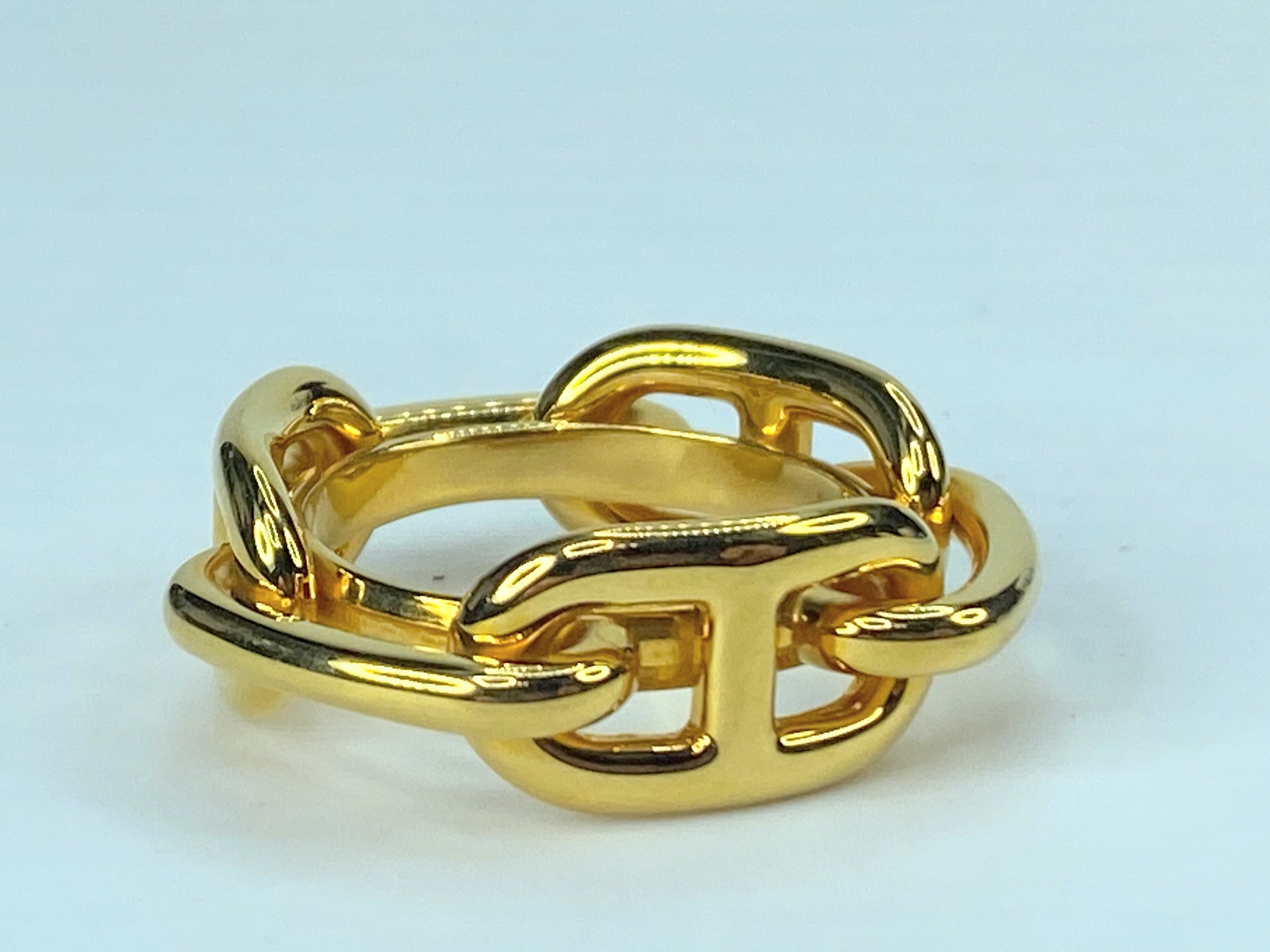 Authentic Hermes Chaine d'Ancre Gold Color Scarf Ring GS430