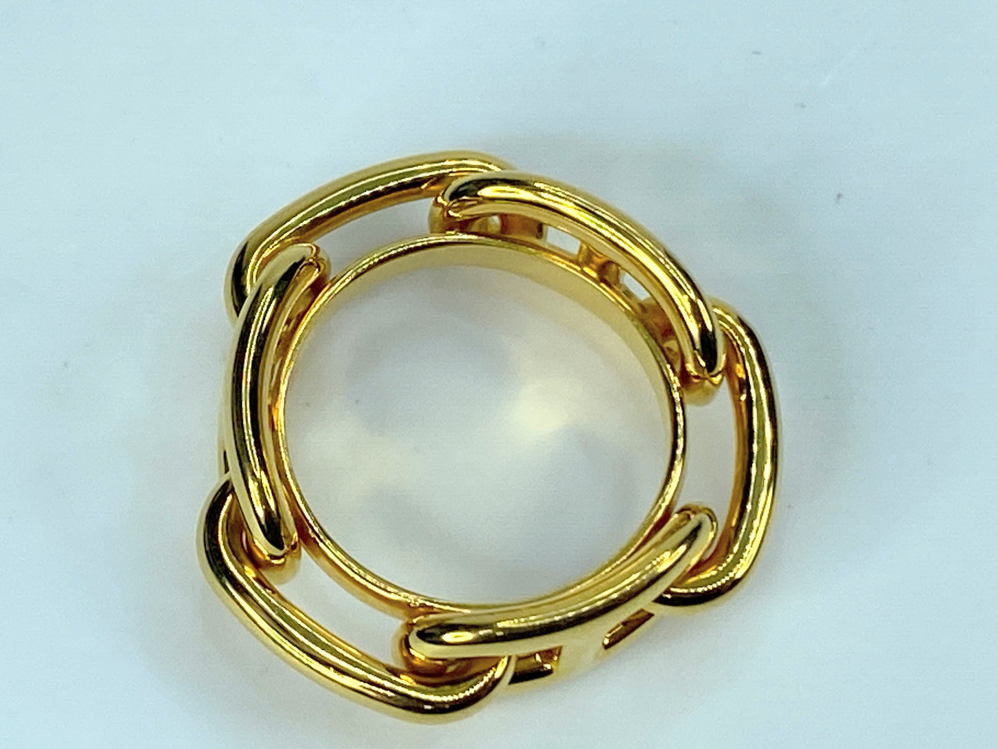 Authentic Hermes Chaine d'Ancre Gold Color Scarf Ring GS430