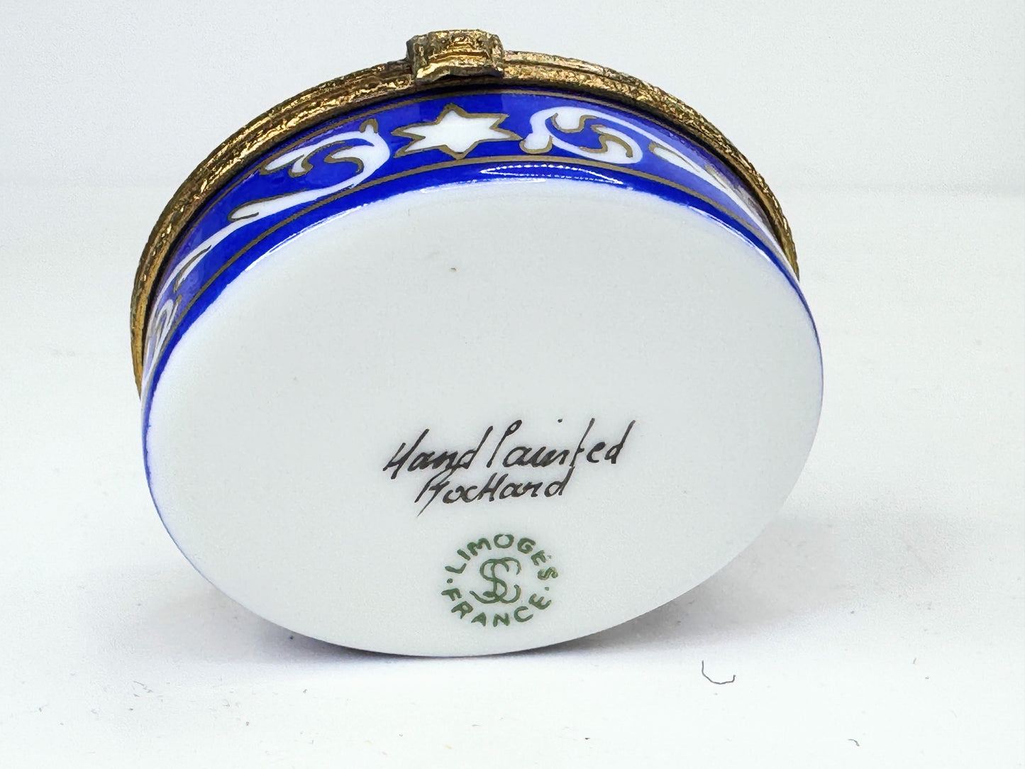 Limoges Navy blue Hanukkah Menorah Limoges Box in original box A652