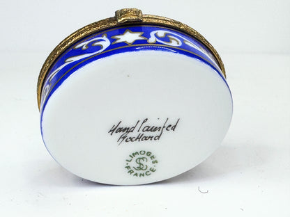Limoges Navy blue Hanukkah Menorah Limoges Box in original box A652