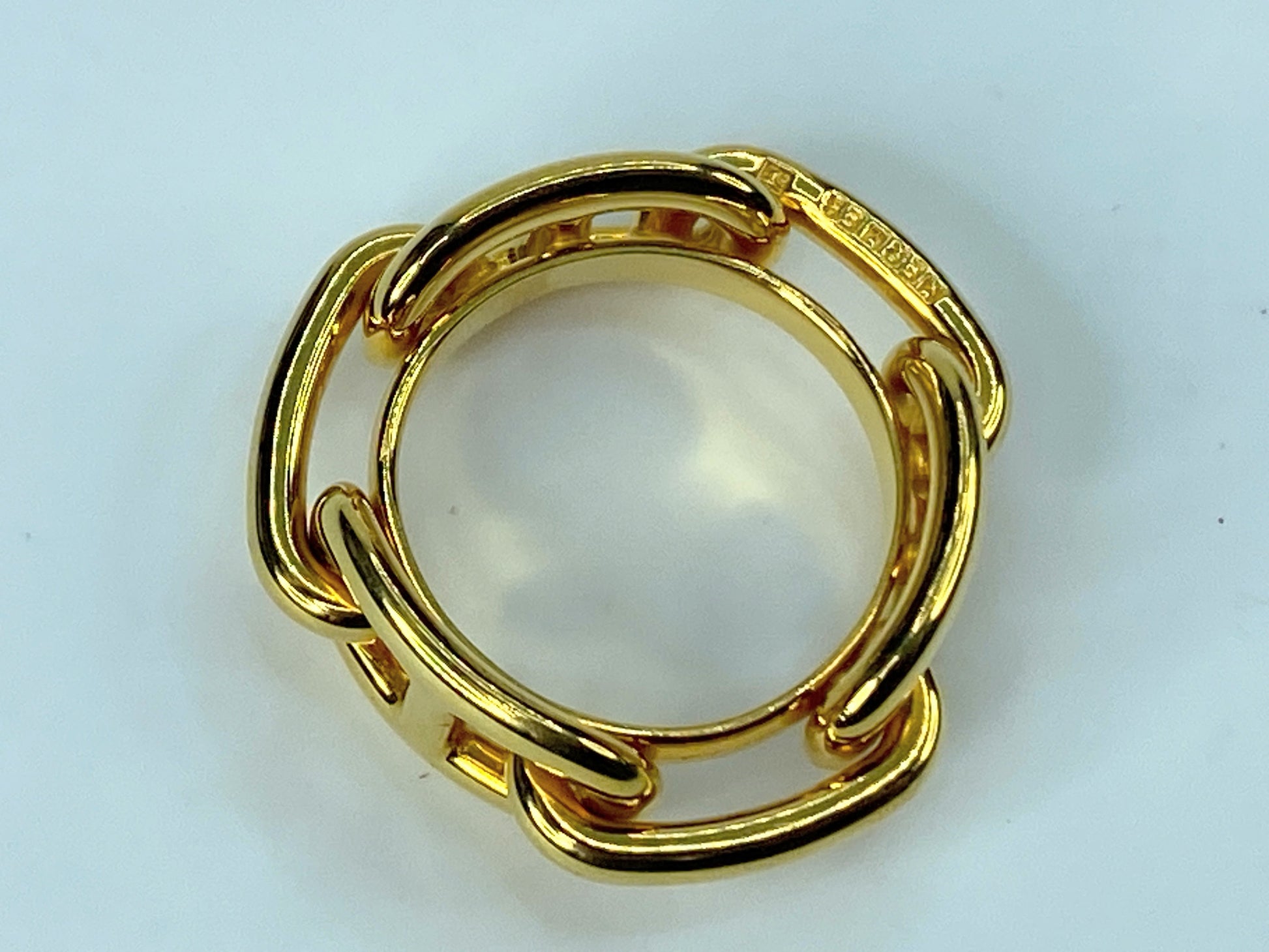 Authentic Hermes Chaine d'Ancre Gold Color Scarf Ring GS430
