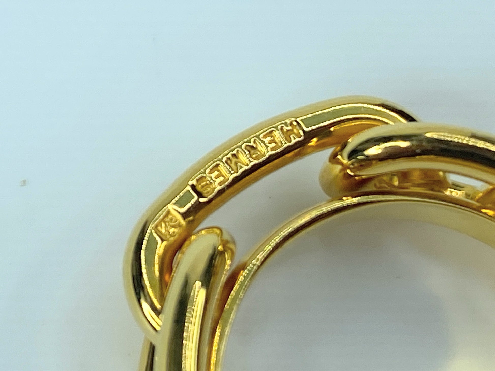 Authentic Hermes Chaine d'Ancre Gold Color Scarf Ring GS430