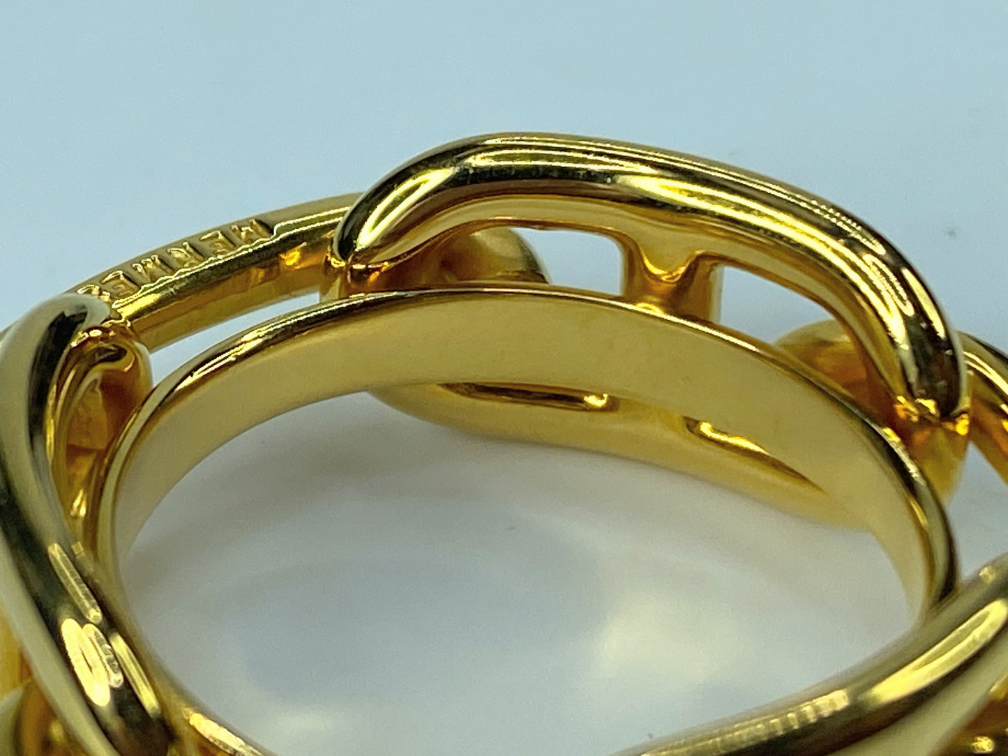 Authentic Hermes Chaine d'Ancre Gold Color Scarf Ring GS430