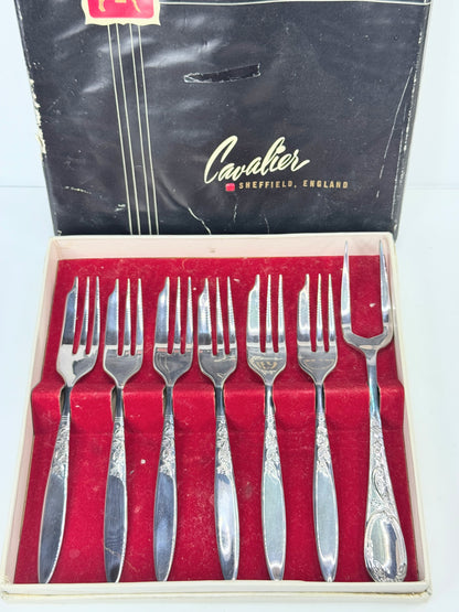 Vintage Cavalier Sheffield Silverplate Fork Set – 8 Pieces SS124