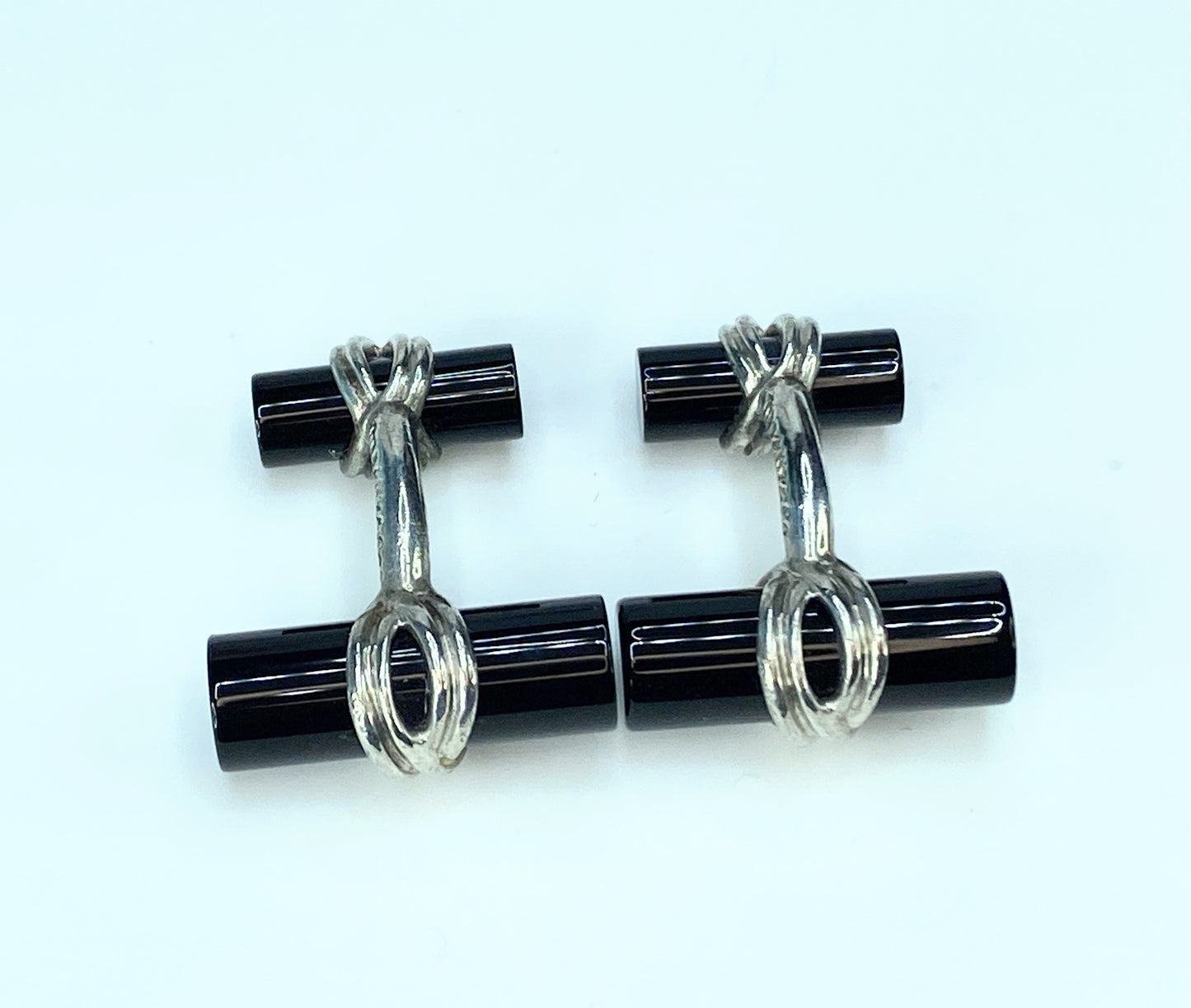 Tiffany & Co. Sterling silver 925 Double Baton Onyx Cufflinks 10.9g GS95