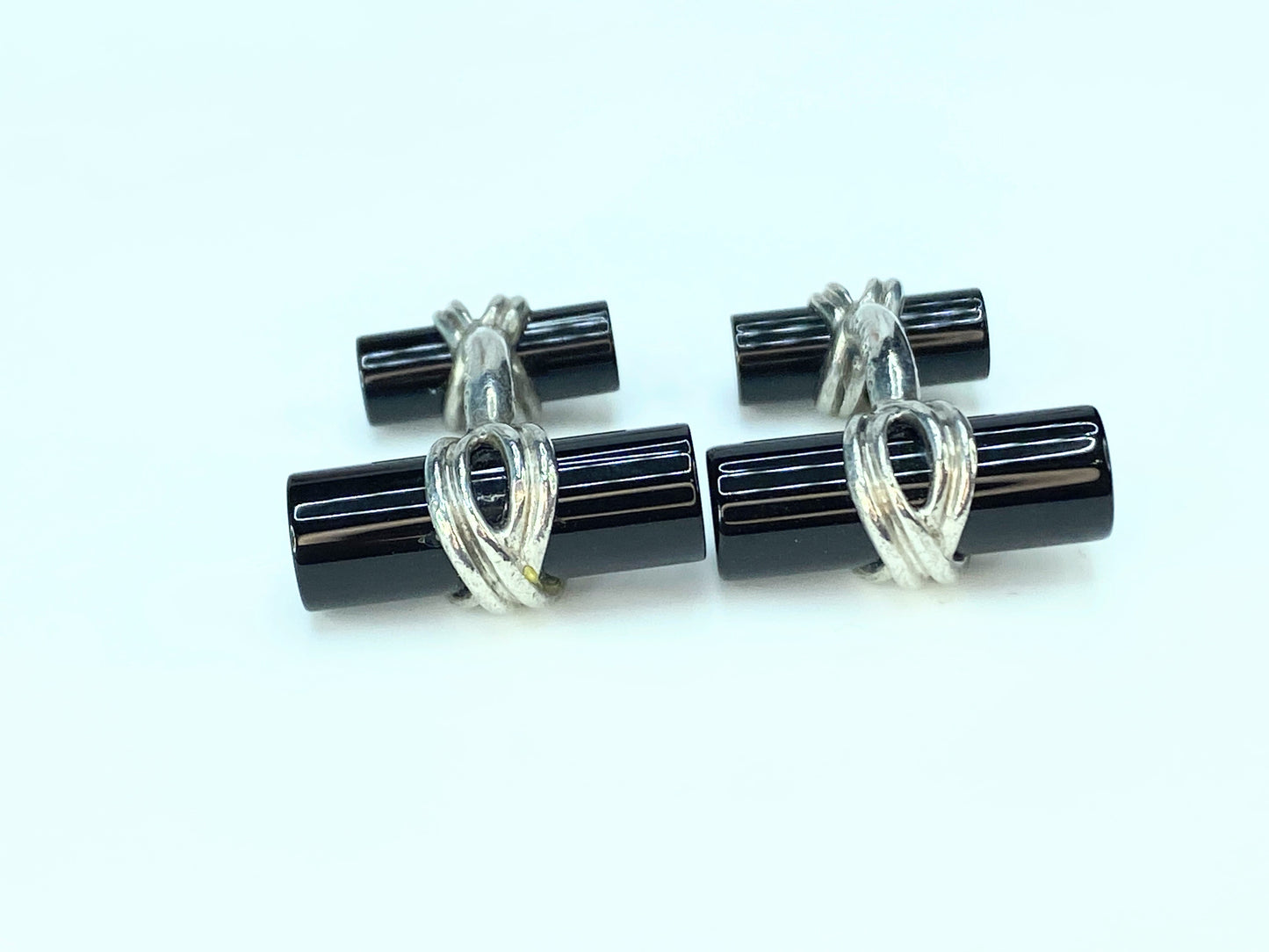 Tiffany & Co. Sterling silver 925 Double Baton Onyx Cufflinks 10.9g GS95