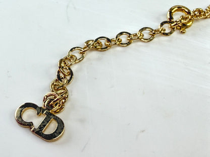 Vintage Christian Dior Gold Tone CD Pendant Necklace w/box 15.5" GS811