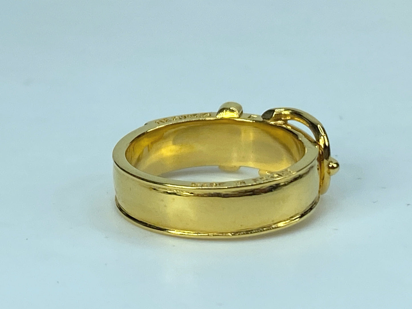 Hermès Gold Plated Buckle Bijouterie Fantaisie Scarf ring authentic GS437