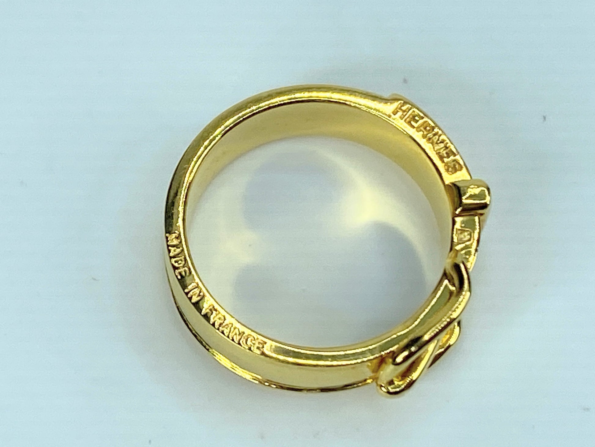 Hermès Gold Plated Buckle Bijouterie Fantaisie Scarf ring authentic GS437