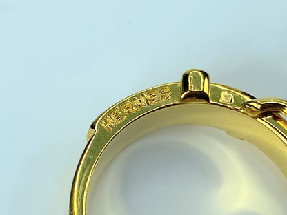 Hermès Gold Plated Buckle Bijouterie Fantaisie Scarf ring authentic GS437