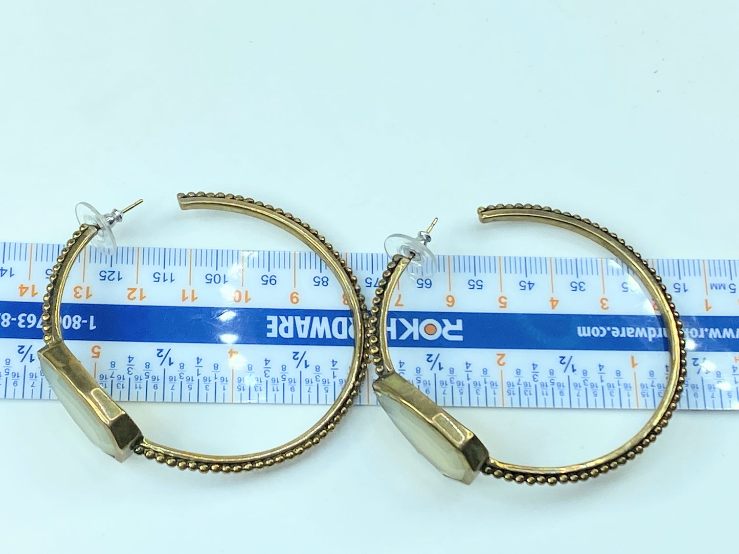 Stephen Dweck Milky Quartz Cathedral Hoop Bronze Milgrain Hoop earrings JR539