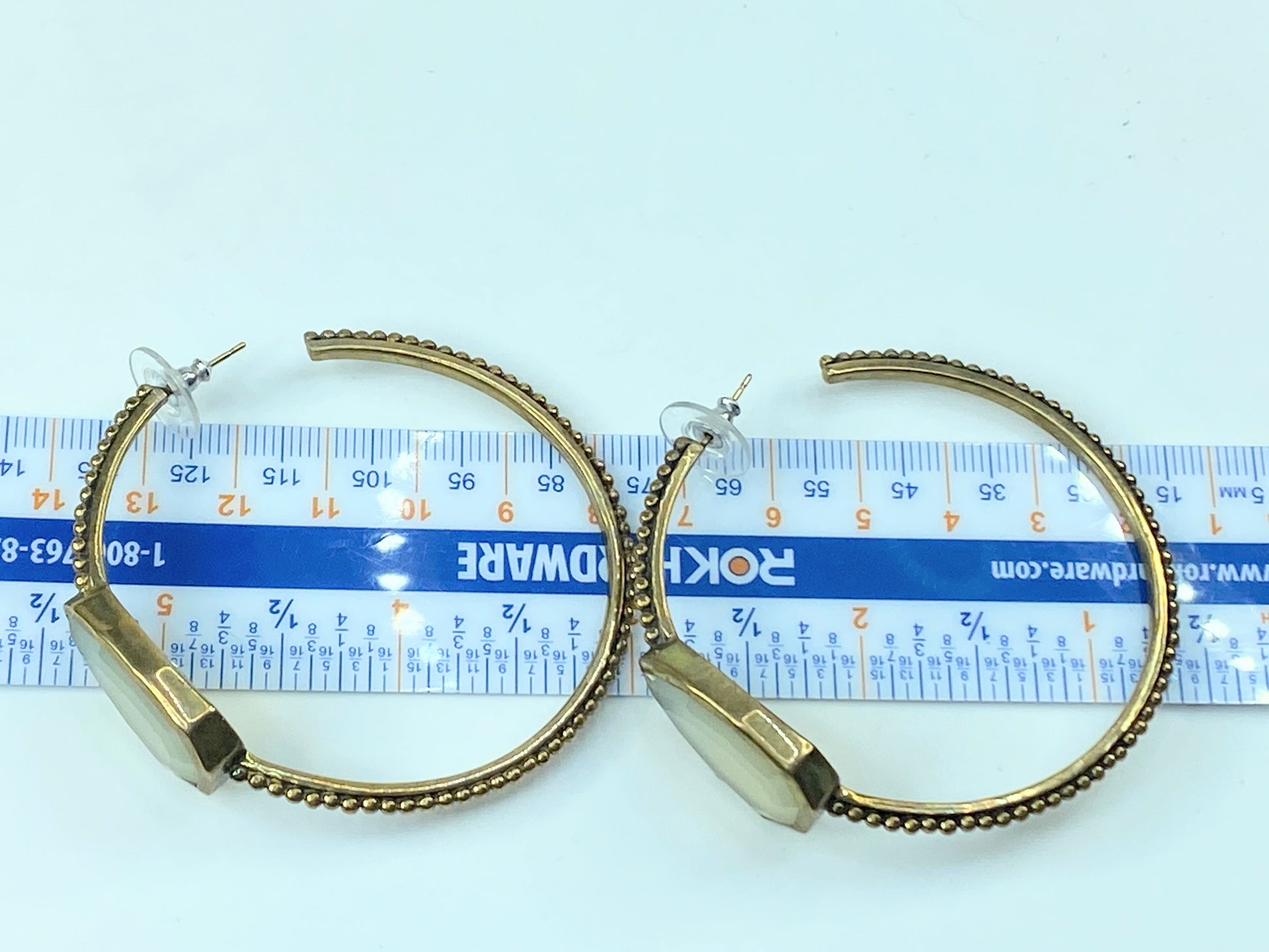 Stephen Dweck Milky Quartz Cathedral Hoop Bronze Milgrain Hoop earrings JR539