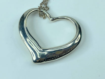 Tiffany & Co Elsa Peretti Sterling Silver X-large 35mm Open Heart Necklace JR540