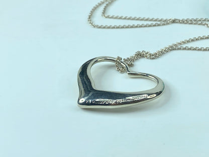 Tiffany & Co Elsa Peretti Sterling Silver X-large 35mm Open Heart Necklace JR540