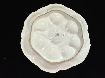 Antique C. Tielsch Altwasser Porcelain Oyster Plate Flowers Gold A1092