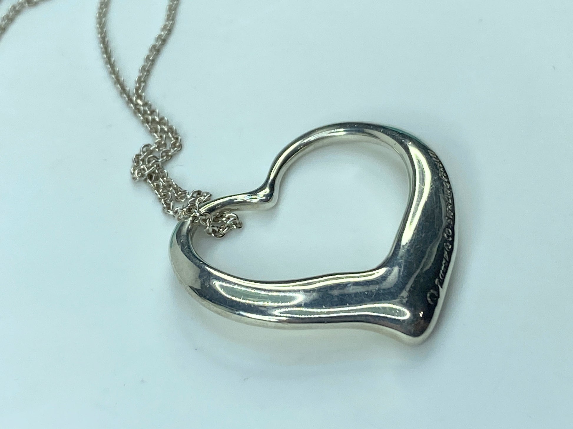 Tiffany & Co Elsa Peretti Sterling Silver X-large 35mm Open Heart Necklace JR540