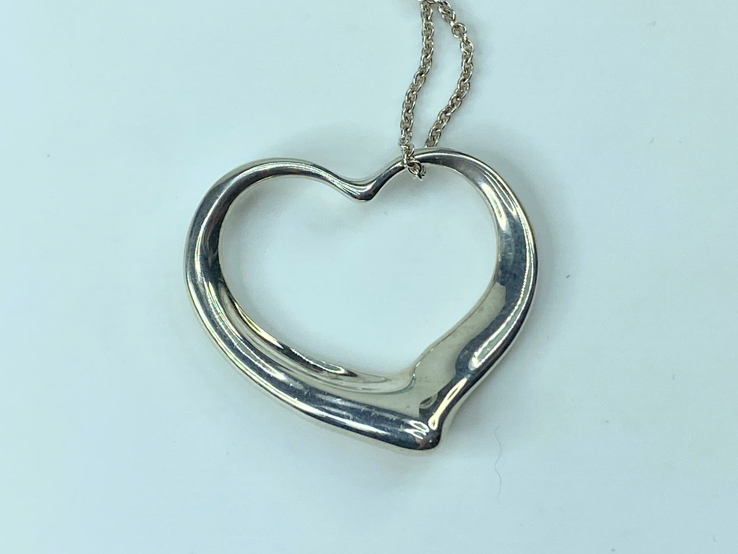 Tiffany & Co Elsa Peretti Sterling Silver X-large 35mm Open Heart Necklace JR540