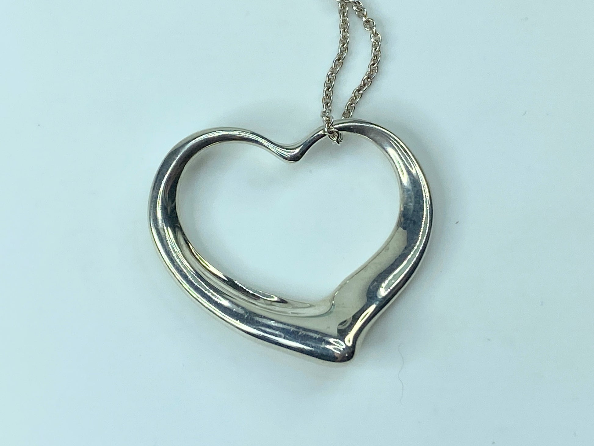 Tiffany & Co Elsa Peretti Sterling Silver X-large 35mm Open Heart Necklace JR540