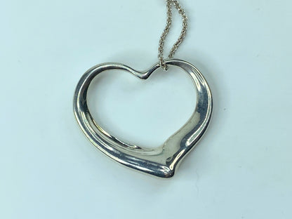 Tiffany & Co Elsa Peretti Sterling Silver X-large 35mm Open Heart Necklace JR540