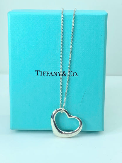 Tiffany & Co 925 Silver Elsa Peretti Open Heart 22mm pendant Necklace JR541
