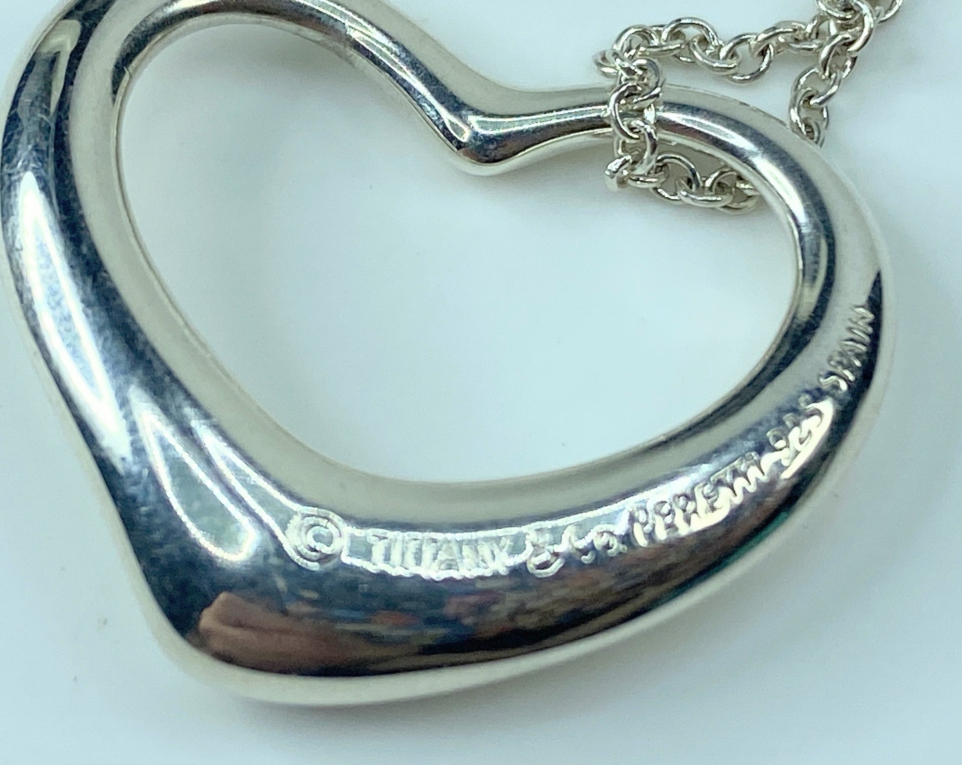 Tiffany & Co 925 Silver Elsa Peretti Open Heart 22mm pendant Necklace JR541