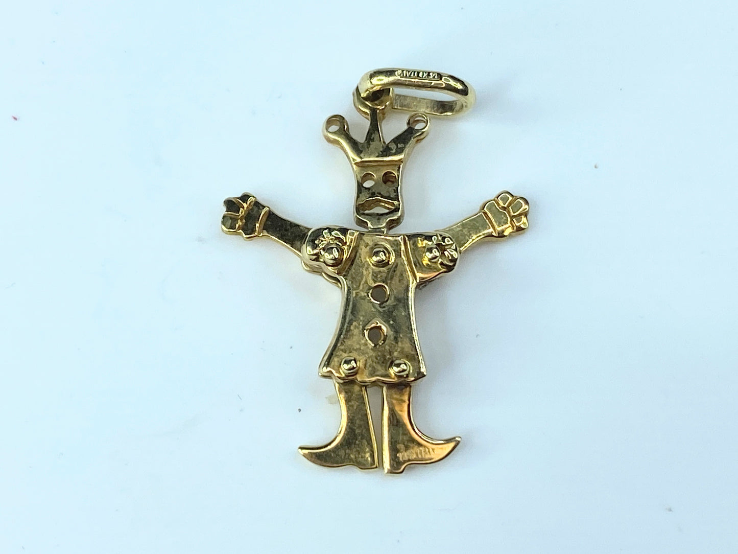 Italy 14K yellow gold articulate Court Jester pendant