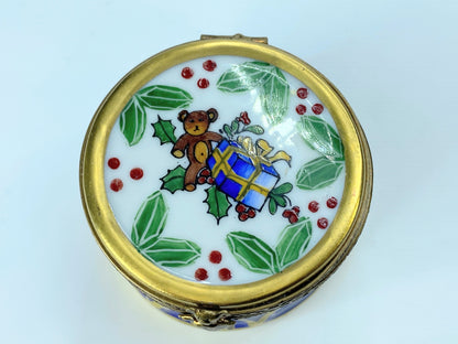 Hand Painted Limoge Teddy Bear Drum A73