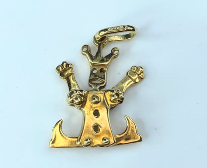 Italy 14K yellow gold articulate Court Jester pendant