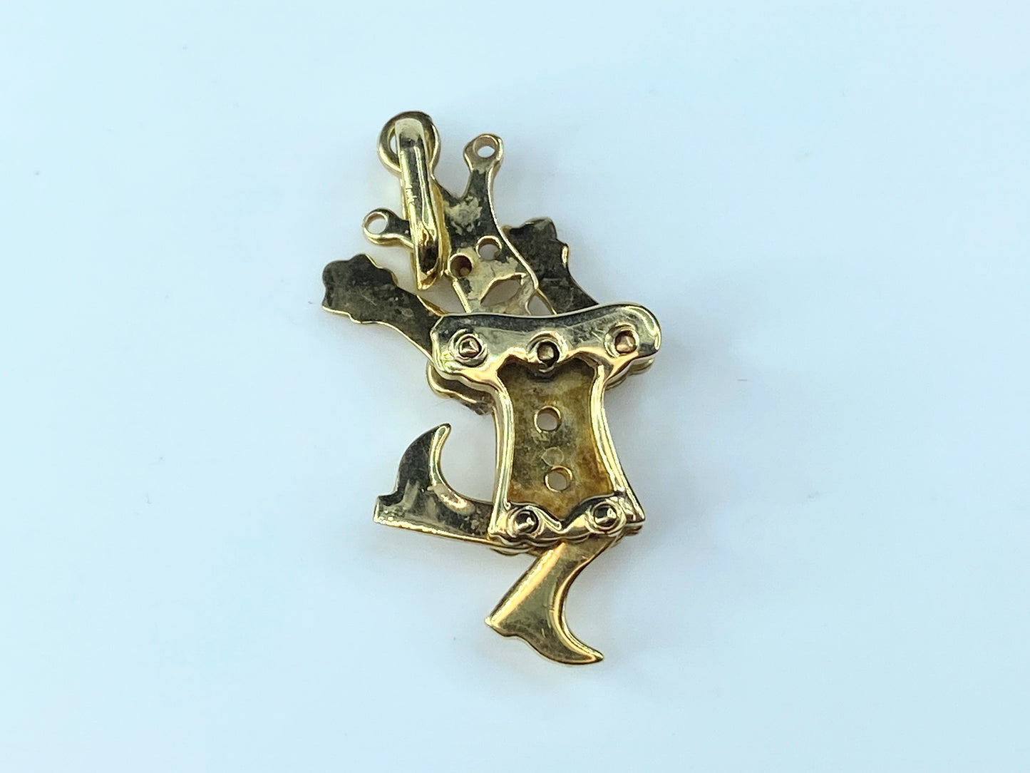 Italy 14K yellow gold articulate Court Jester pendant