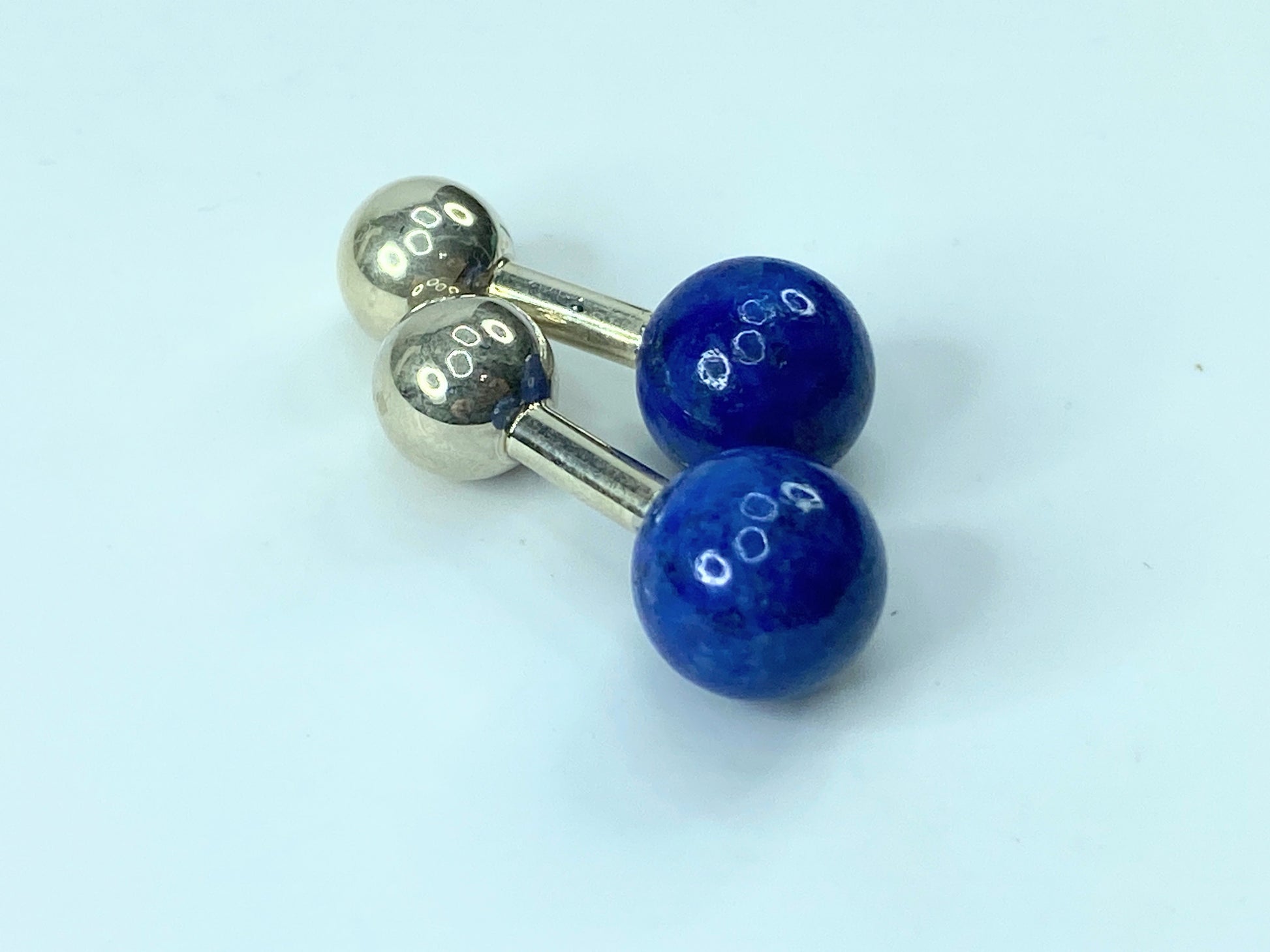 Tiffany & Co. Sterling Silver 925 & Lapis Lazuli Barbell Cufflinks 8g JR542