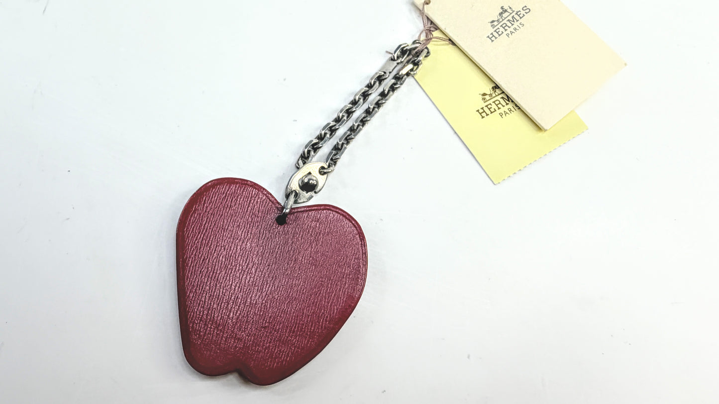 Vintage Hermès Red Apple Leather Bag Charm Key Holder GS817