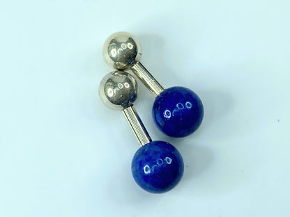 Tiffany & Co. Sterling Silver 925 & Lapis Lazuli Barbell Cufflinks 8g JR542