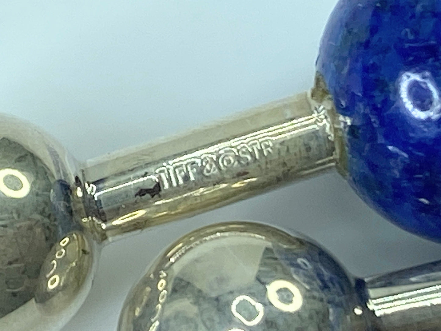Tiffany & Co. Sterling Silver 925 & Lapis Lazuli Barbell Cufflinks 8g JR542
