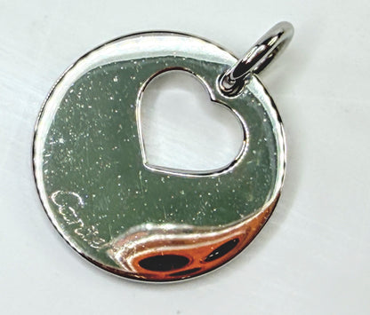 Vintage Cartier Open Heart Round Silver Tone Pendant Charm GS818