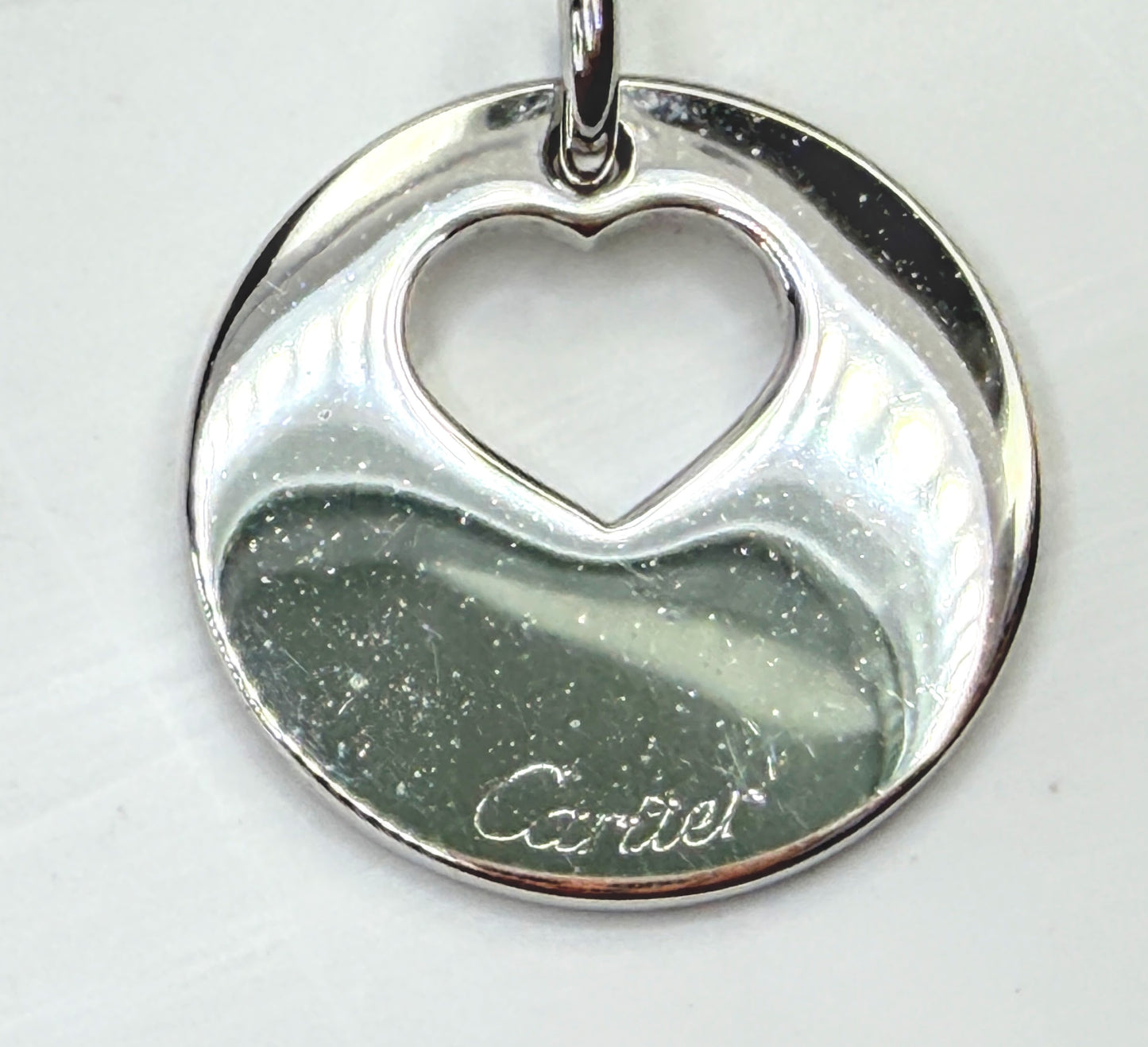 Vintage Cartier Open Heart Round Silver Tone Pendant Charm GS818