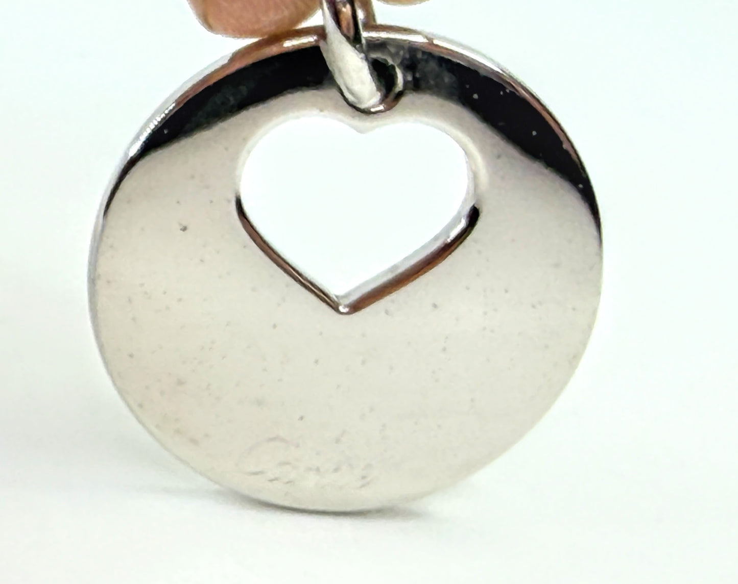 Vintage Cartier Open Heart Round Silver Tone Pendant Charm GS818