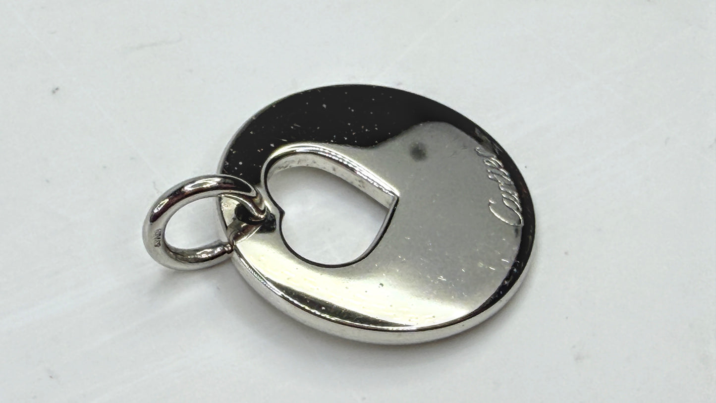 Vintage Cartier Open Heart Round Silver Tone Pendant Charm GS818