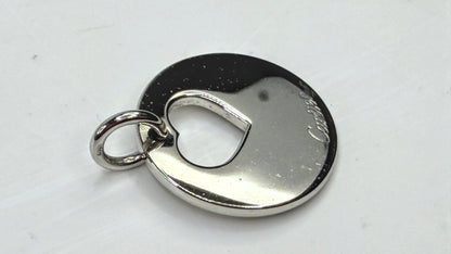Vintage Cartier Open Heart Round Silver Tone Pendant Charm GS818