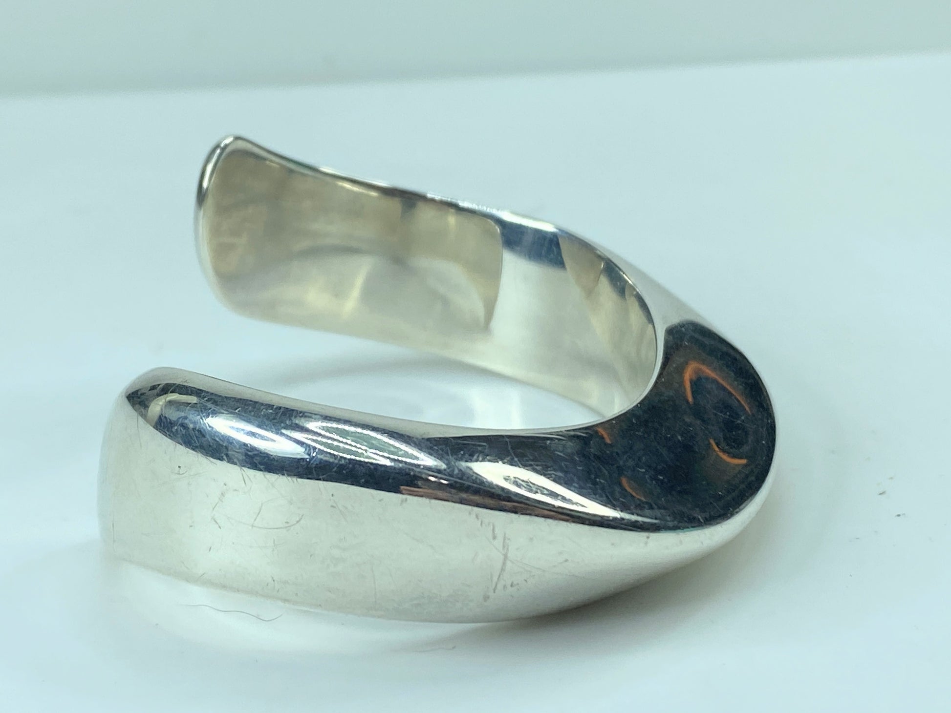 Tiffany & Co. Elsa Peretti Swirl Cuff Bangle in Sterling Silver 6.75" 39g JR543