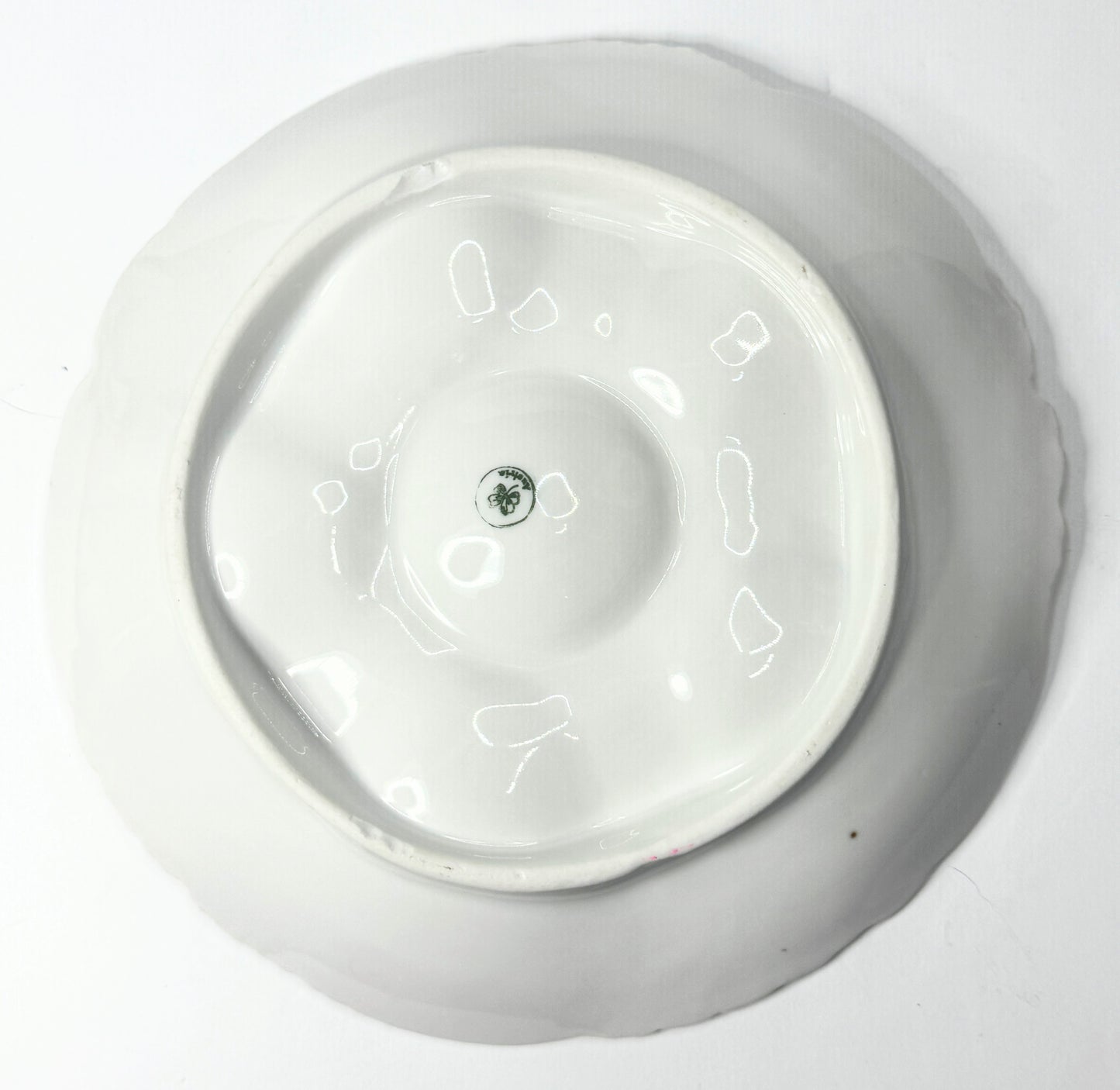 Antique Austria Oyster Plate with "Forget me not" blue flower gold gilt A479