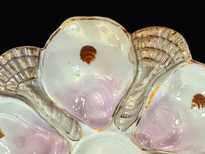 Antique CFH GDM Limoges Pink Shell Oyster Plate Gilt Trim 9.5 inches A1096