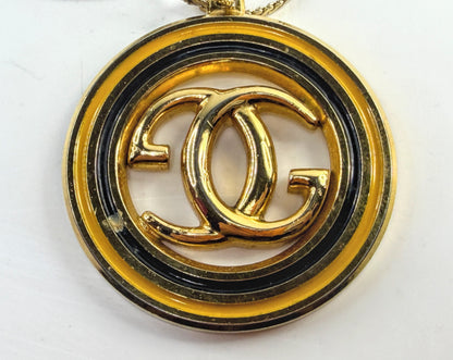 Vintage Gucci Italy Oversized GG Medallion Necklace 24.5" 35.4g GS820
