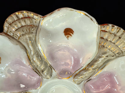 Antique CFH GDM Limoges Pink Shell Oyster Plate Gilt Trim 9.5 inches A1096