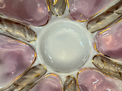 Antique CFH GDM Limoges Pink Shell Oyster Plate Gilt Trim 9.5 inches A1096