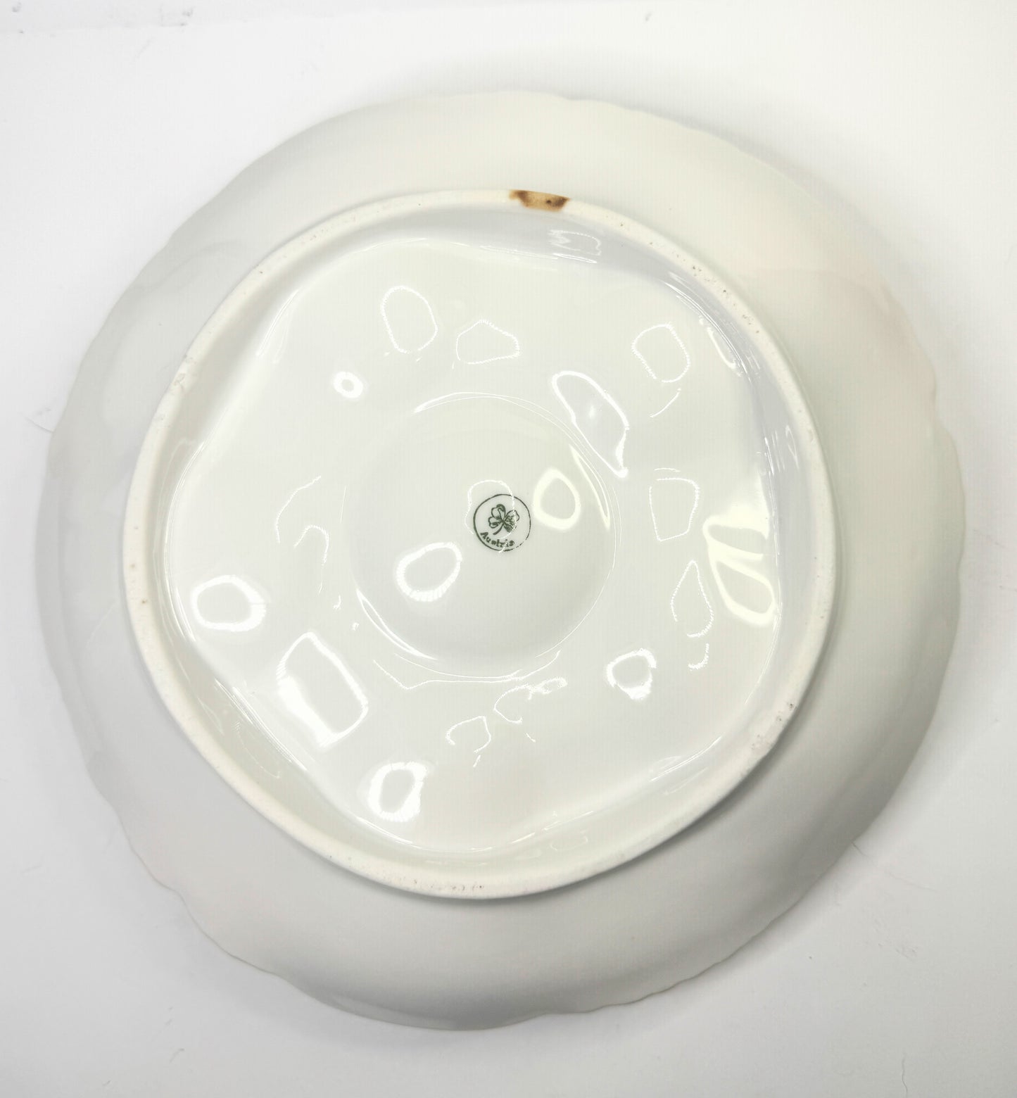 Antique Austria Oyster Plate with "Forget me not" blue flower gold gilt A479