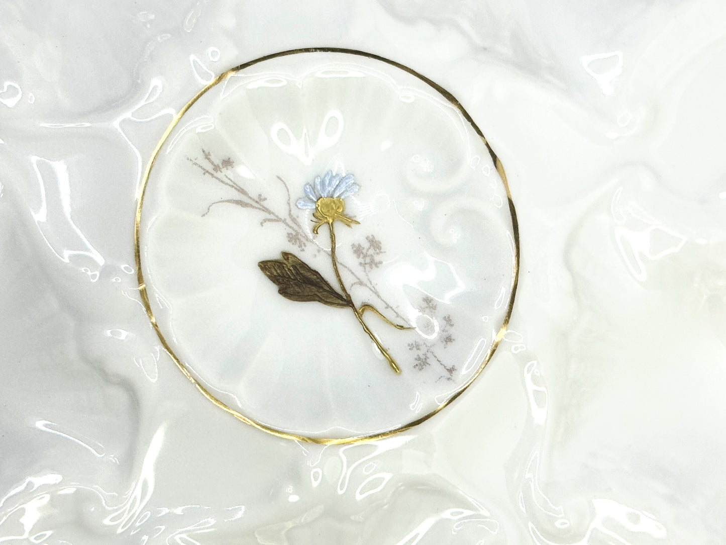 Antique Limoges Oyster Plate with Gold Paste 8.5" A480
