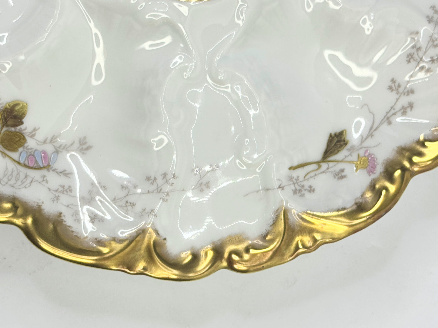 Antique Limoges Oyster Plate with Gold Paste 8.5" A480